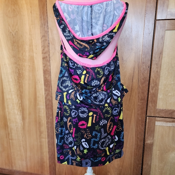 ECKO RED Halter Hooded Mini Dress Sz 1X Black Graffiti Pattern - Picture 11 of 14